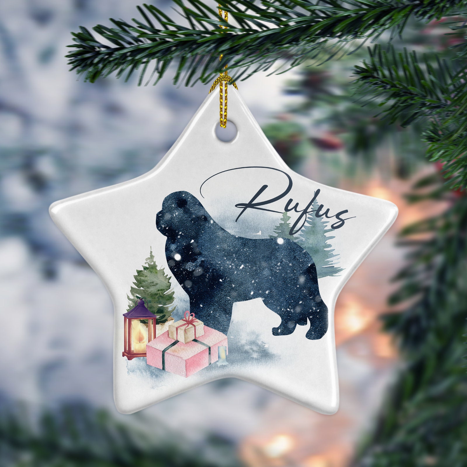 Custom Newfoundland Ceramic Ornaments Christmas Ornament Dog