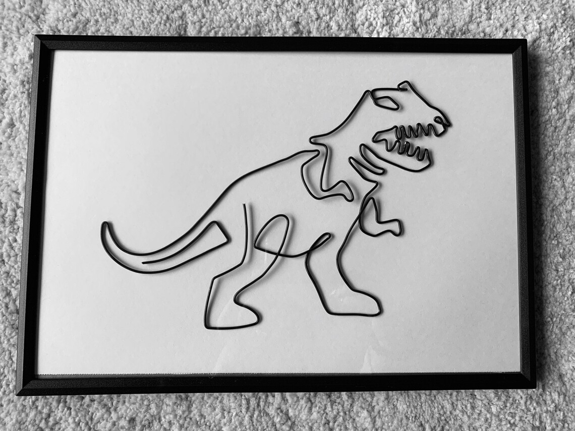 Wire Wall Art Dinosaur Framed Etsy