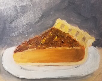 Pecan Pie Original Ölgemälde 6 &quot;x 6&quot;, Öl auf Panel, zeitgenössischen Realismus, Impressionismus, Stillleben, handgefertigt, ein von Art