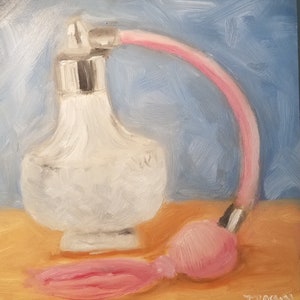 Vintage Perfume 6&quot; x 6&quot; Original Oil Paintings, oil on panel, contemporary realism, Impressionism, still life, handmade, one of kind