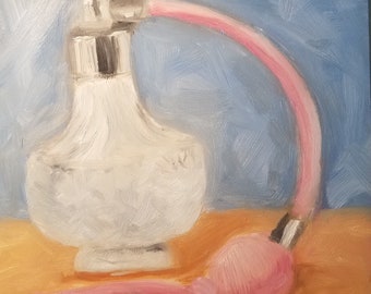 Vintage Parfüm 6 &quot;x 6&quot; Original Ölgemälde, Öl auf Panel, zeitgenössischen Realismus, Impressionismus, Stillleben, handgefertigt, ein von Art