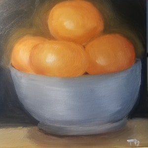 Glowing Mandarins  Original Oil Paintings 6&quot; x 6&quot;, oil on panel, contemporary realism, Impressionism, still life, handmade, one of kind