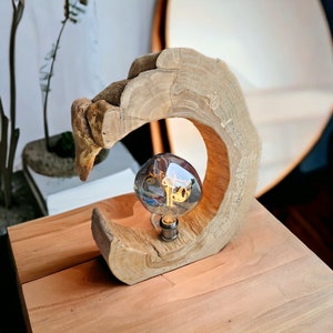 Einzigartige Eichenholz-Lampe Leuchte Baumscheibe Bild 6