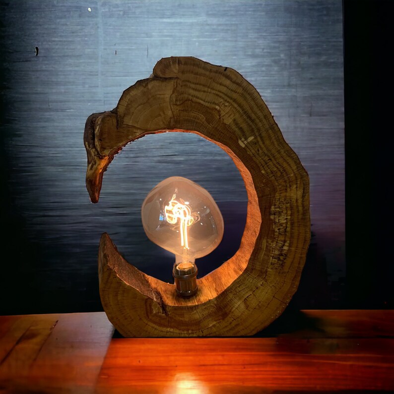 Einzigartige Eichenholz-Lampe Leuchte Baumscheibe Bild 5