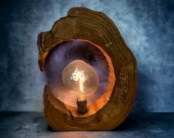 Einzigartige Eichenholz-Lampe Leuchte Baumscheibe