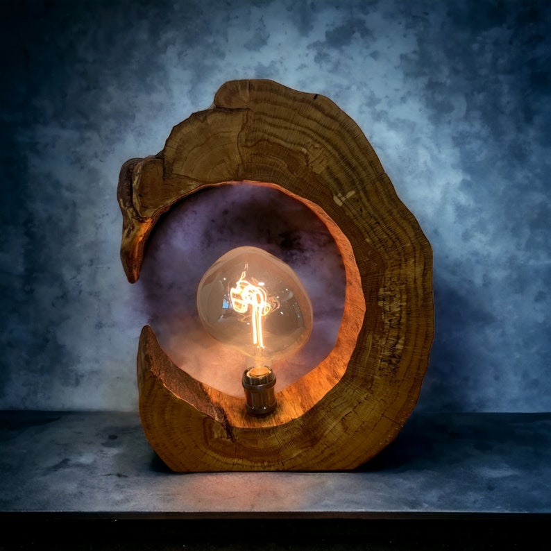 Einzigartige Eichenholz-Lampe Leuchte Baumscheibe Bild 1