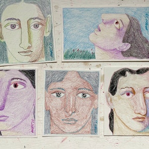 Small drawings, Set of 5, colored pencils