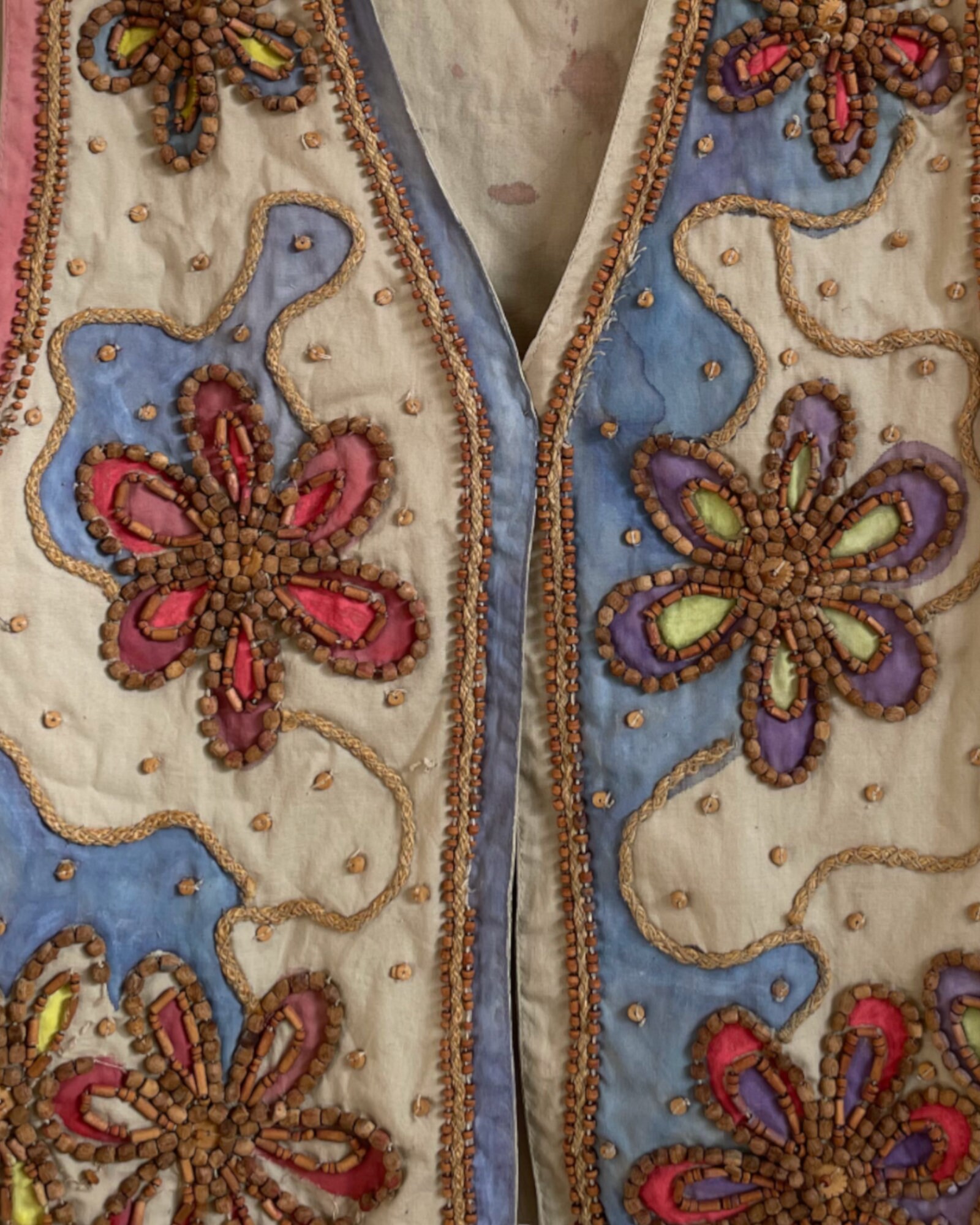 Floral Beadwork Women's Padded Vest Jacket