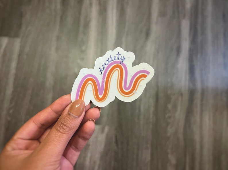 Anxiety Sticker, Anxious Besties, Rainbow Sticker, Clear Sticker, Water Resistant Sticker image 3