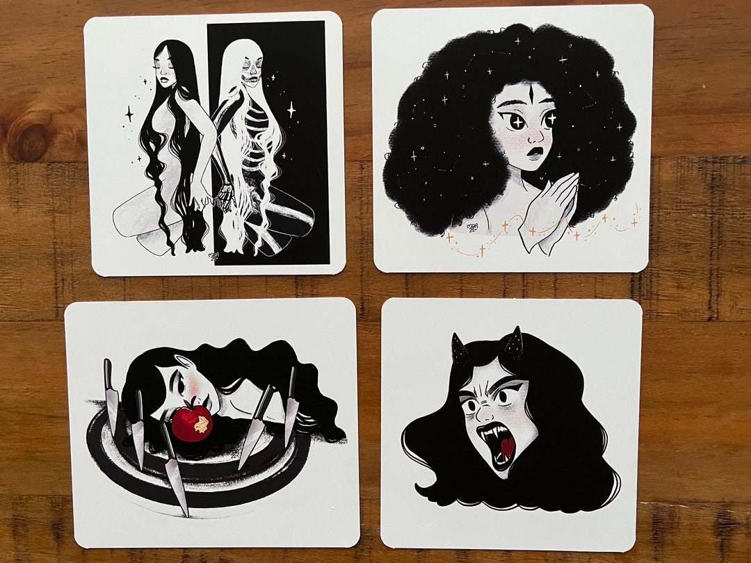 Simple Miniart Prints, Art Prints, Art Prints With Pop of Color, Black