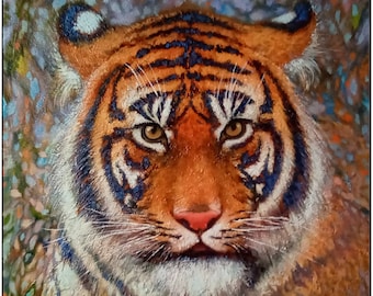 Tiger painting Animal art Original oil painting on canvas 16 by 20"