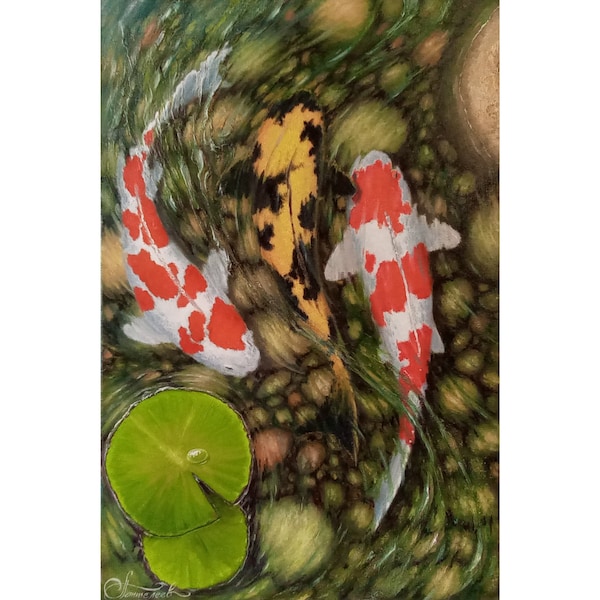 Koi Pond Painting Etsy