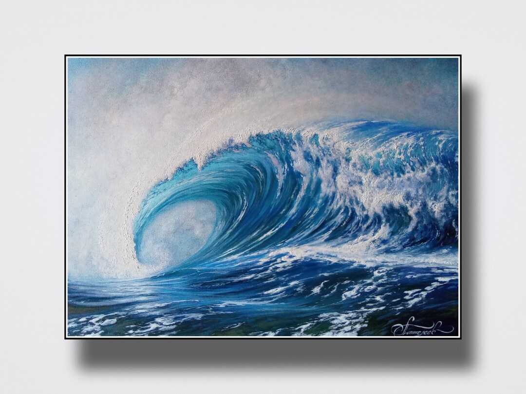 Original Oil Painting: Ocean Wave Seascape Art (20 X 28