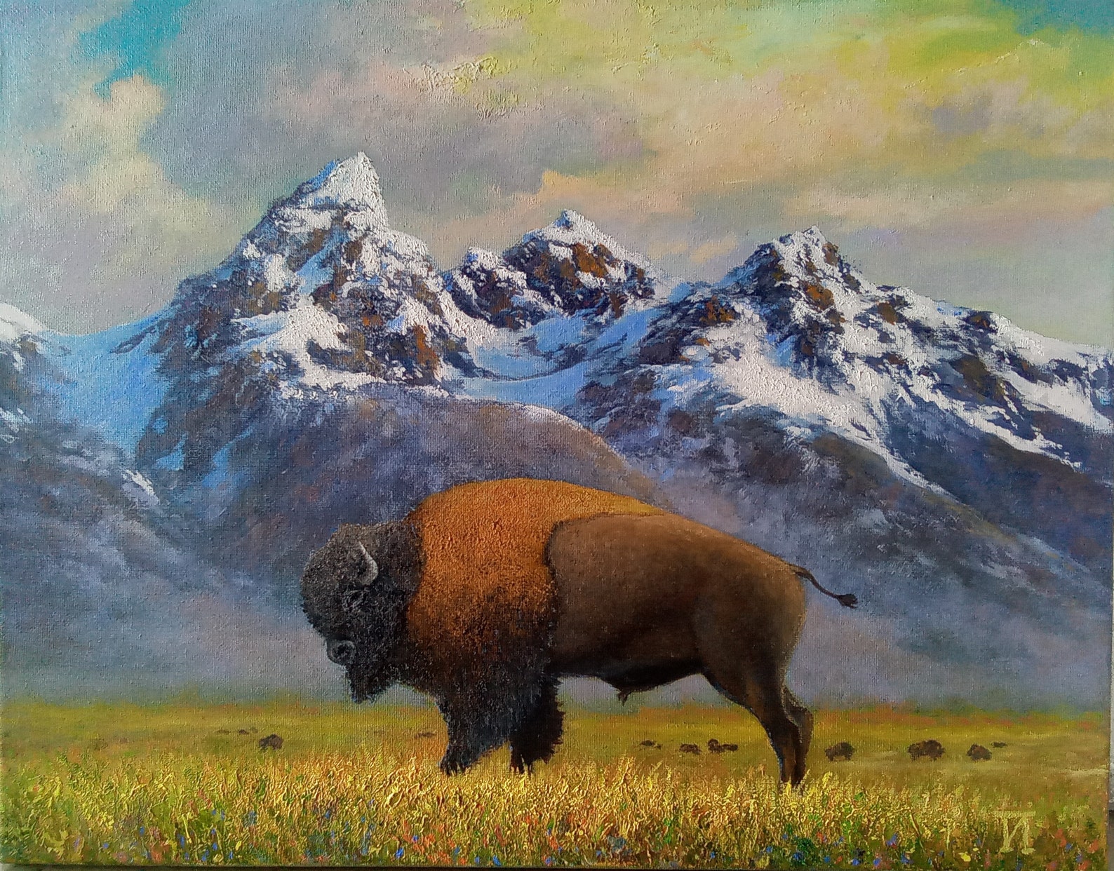 American Bison art Yellowstone Buffalo Original Oil Painting Etsy