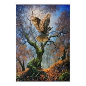Owl  painting Birds art Hand painted 20 x 28" original oil painting on canvas by GarikArtUa