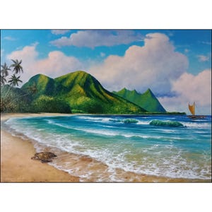 Kauai Beach Oil Painting: Hawaii Seascape Art, 20x28 inches