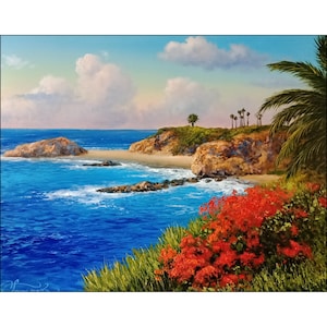 California Coast Oil Painting: Seascape Art, Original 16x20 Canvas