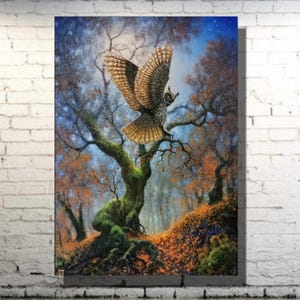 Owl  painting Birds art 20 x 28&quot; original oil painting on canvas Hand painted  by GarikArtUa