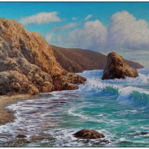 California coast painting Hand painted Seascape Original Oil Painting 14 by 18 inches