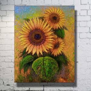 Sunflowers painting Hand painted Flowers art Original Oil Paintin on canvas 16 x 20 &quot; by GarikArtUA