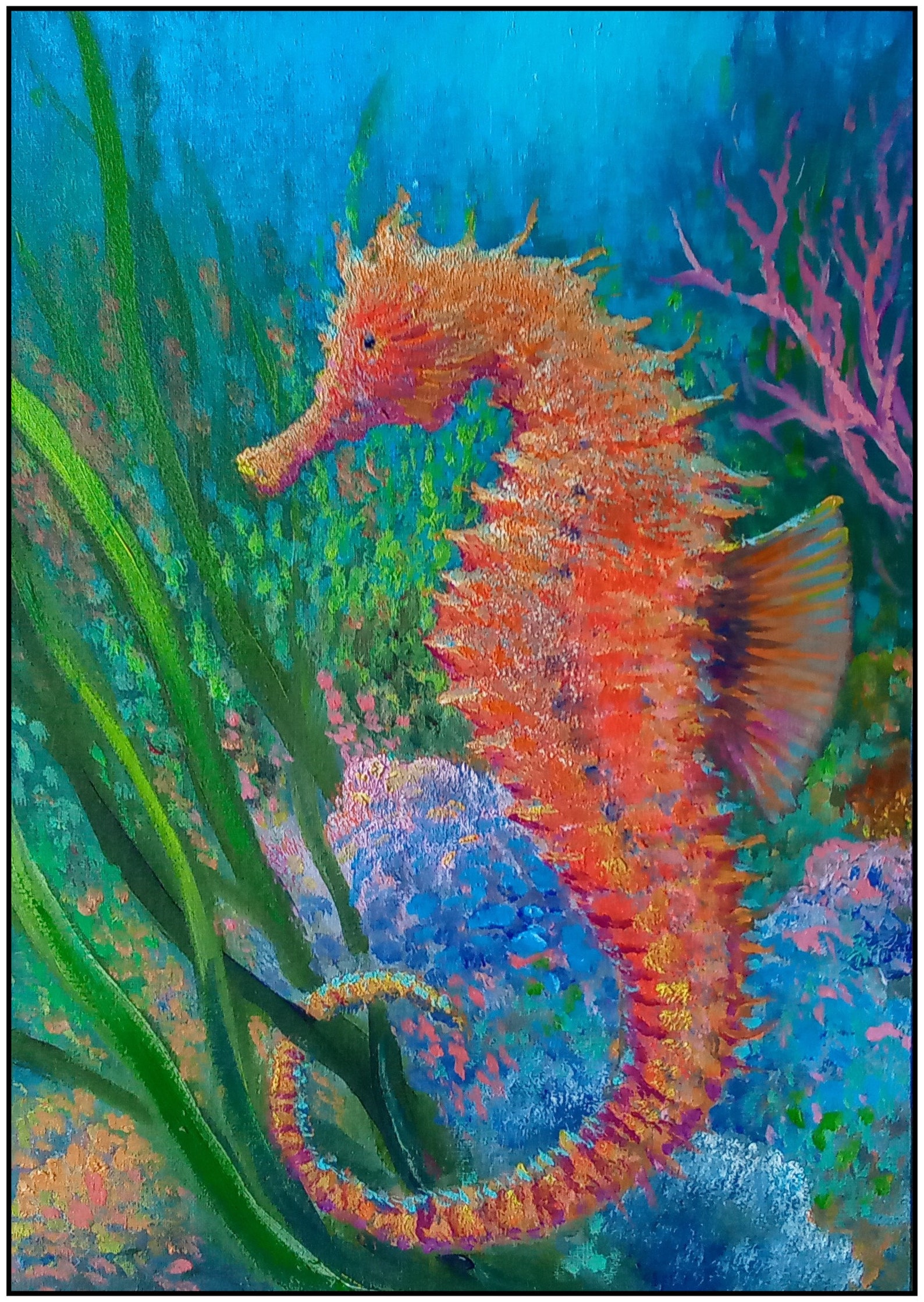 Seahorse painting Undersea World art Original oil painting 11 Etsy