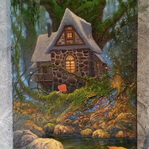 House painting  Fairy forest artwork Fantasy art Original oil painting 16 x 24 " Hand painted   by GarikArtUA