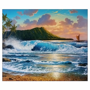Hawaii painting  Honolulu painting Seascape art Original Oil Painting on canvas 20 x 24 inches Hand painted by GarikArtUA