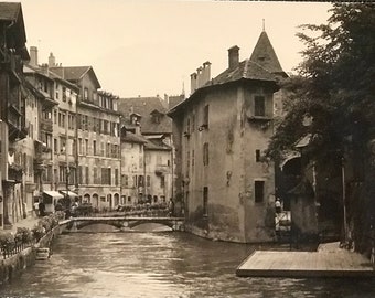 Lac Annecy, Photo Paper & Photo on HD Metal,  Resort by French Alps, vintage 1960 Photo, ,Travel, portrait,  Architecture,