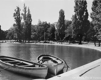 HD Metal  Photo Lake Gravelle Bois de Vincennes Black & White  Paris France 1960’s travel, landscape , vintage , handmade, ready to hang