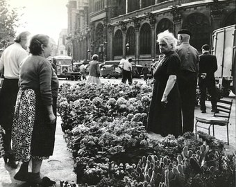 HD Aluminum Metal 60&#39;s Photo print, Paris, Les Halles Food Market Black White portrait, landscape, Vintage, France Street Scene, Landmark