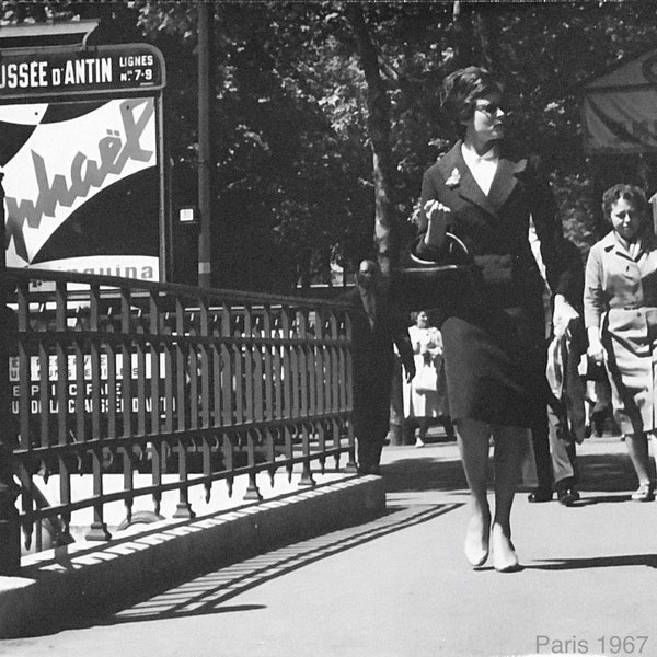 Paris France Metro Vintage Blk & White Photo 1960's portrait Citiscape Landscape Digital Download Unframed