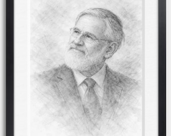 RabbiJonaton Sacks Kohle Portrait Print - Bleistift Skizze, Jüdische Wandkunst
