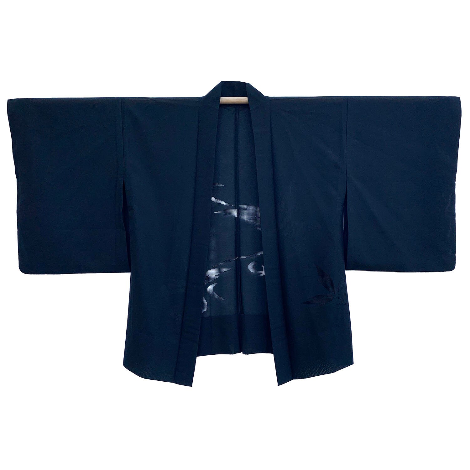 Black Ro Silk Summer Haori With Open 