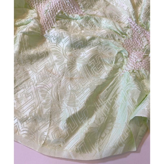 Pale lime green silk shibori obiage with maple le… - image 8