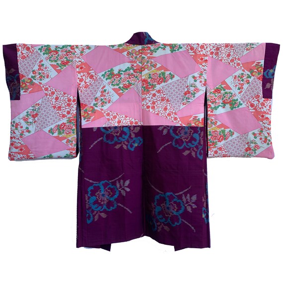 Plum meisen silk haori with floral branch pattern - image 5