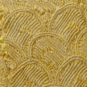 Ombre yellow rinzu silk obiage with diamond and wave pattern