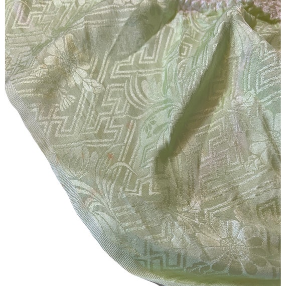 Pale lime green silk shibori obiage with maple le… - image 6