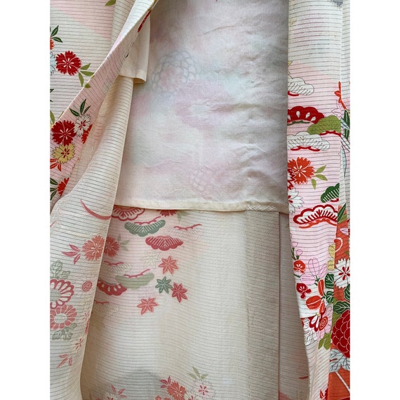 Pale pink girls summer kimono with floral pattern - image 5