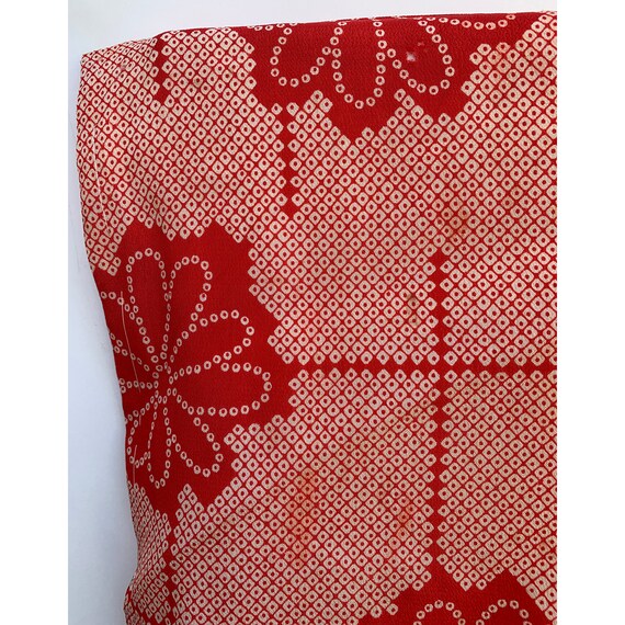 Vintage red and white nagajuban with faux shibori… - image 6