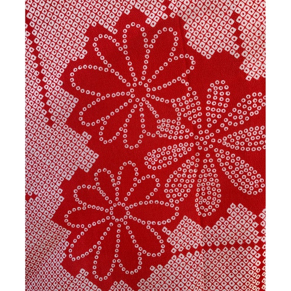 Vintage red and white nagajuban with faux shibori… - image 2