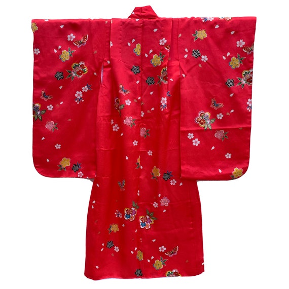 Hot pink synthetic girls kimono with butterflies … - image 3