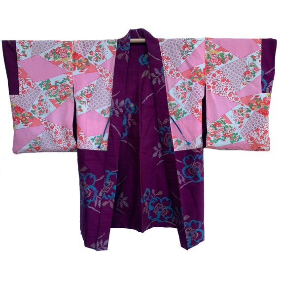 Plum meisen silk haori with floral branch pattern - image 4