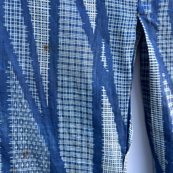 Medum blue and white cotton-hemp summer kimono wi… - image 5