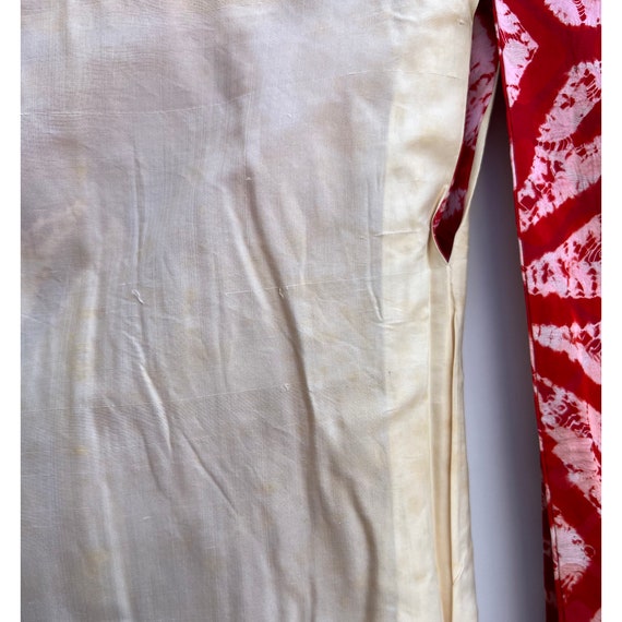 Vivid red shibori silk nagajuban with shibori dye… - image 7