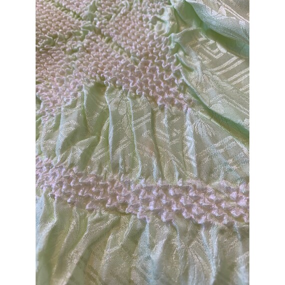 Pale lime green silk shibori obiage with maple le… - image 5