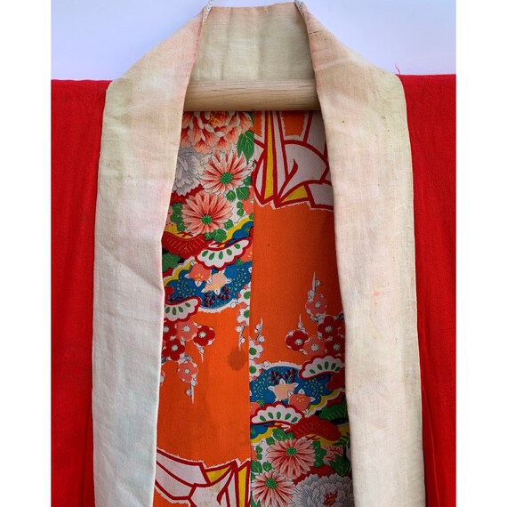 Vintage rayon chufurisode juban with bold mixed a… - image 9