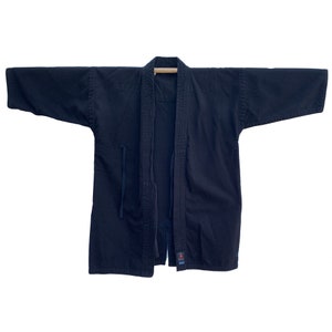 Thin black overdyed kendo jacket with nailhead texture