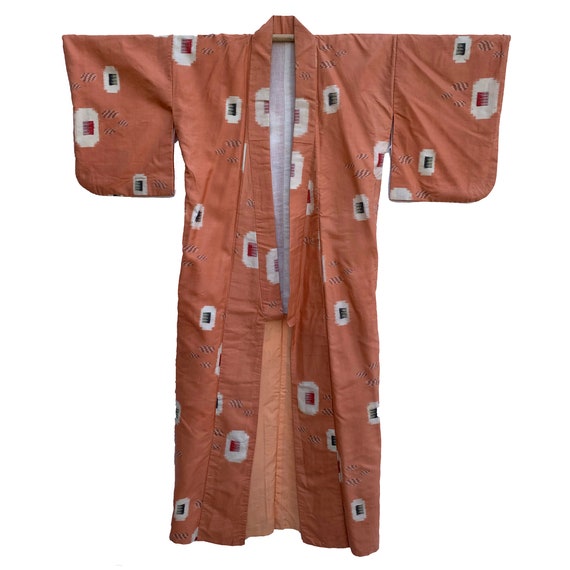 Muted peach midcentury meisen kimono with abstrac… - image 3