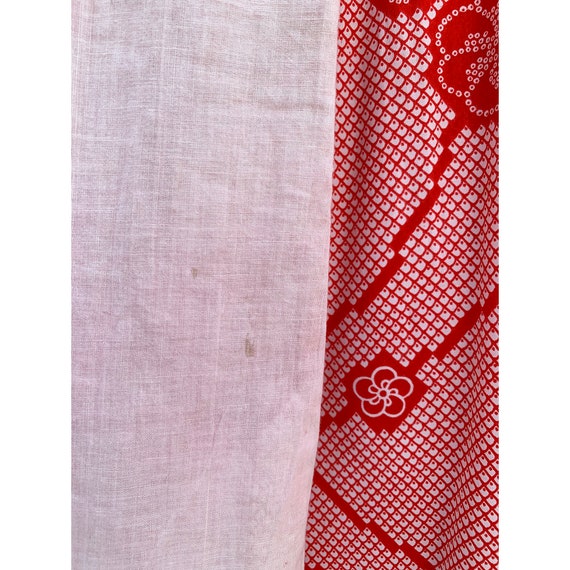 Vintage rayon juban with red and white shibori an… - image 7