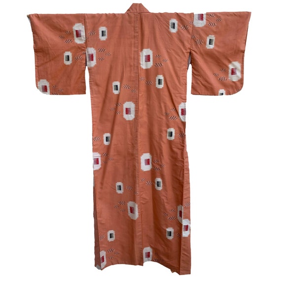Muted peach midcentury meisen kimono with abstrac… - image 1